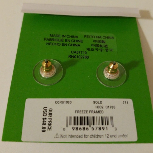 Kate Spade freeze framed gold earrings NWT - Picture 3 of 3